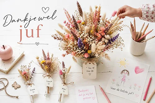 Cadeau einde schooljaar juf of meester | bloemschikmateriaal.be