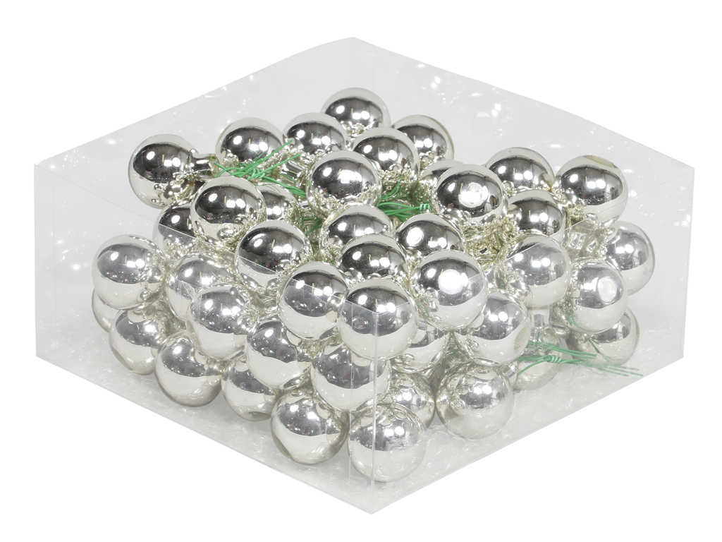 Boules de Noël en verre  30 mm 72 pcs. silver shiny