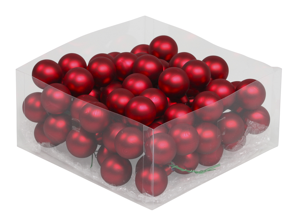 Christmas balls in glass 30 mm 12 pcs. red mat
