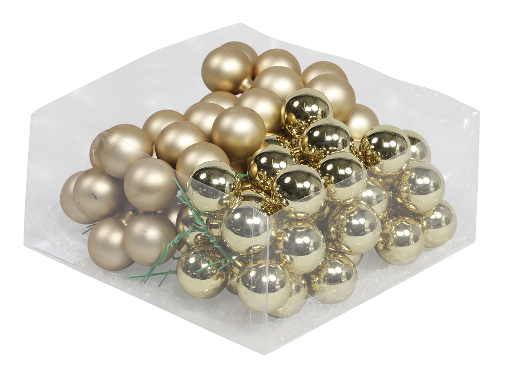 Christmas balls in glass 30 mm 72 pcs. gold combi