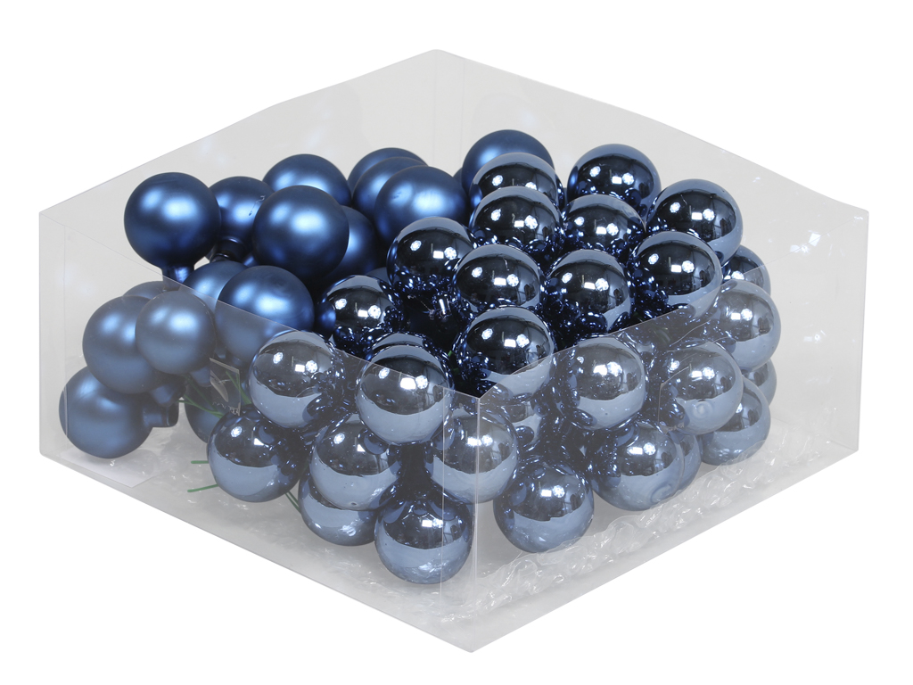 Christmas balls in glass 30 mm 72 pcs. basic blue