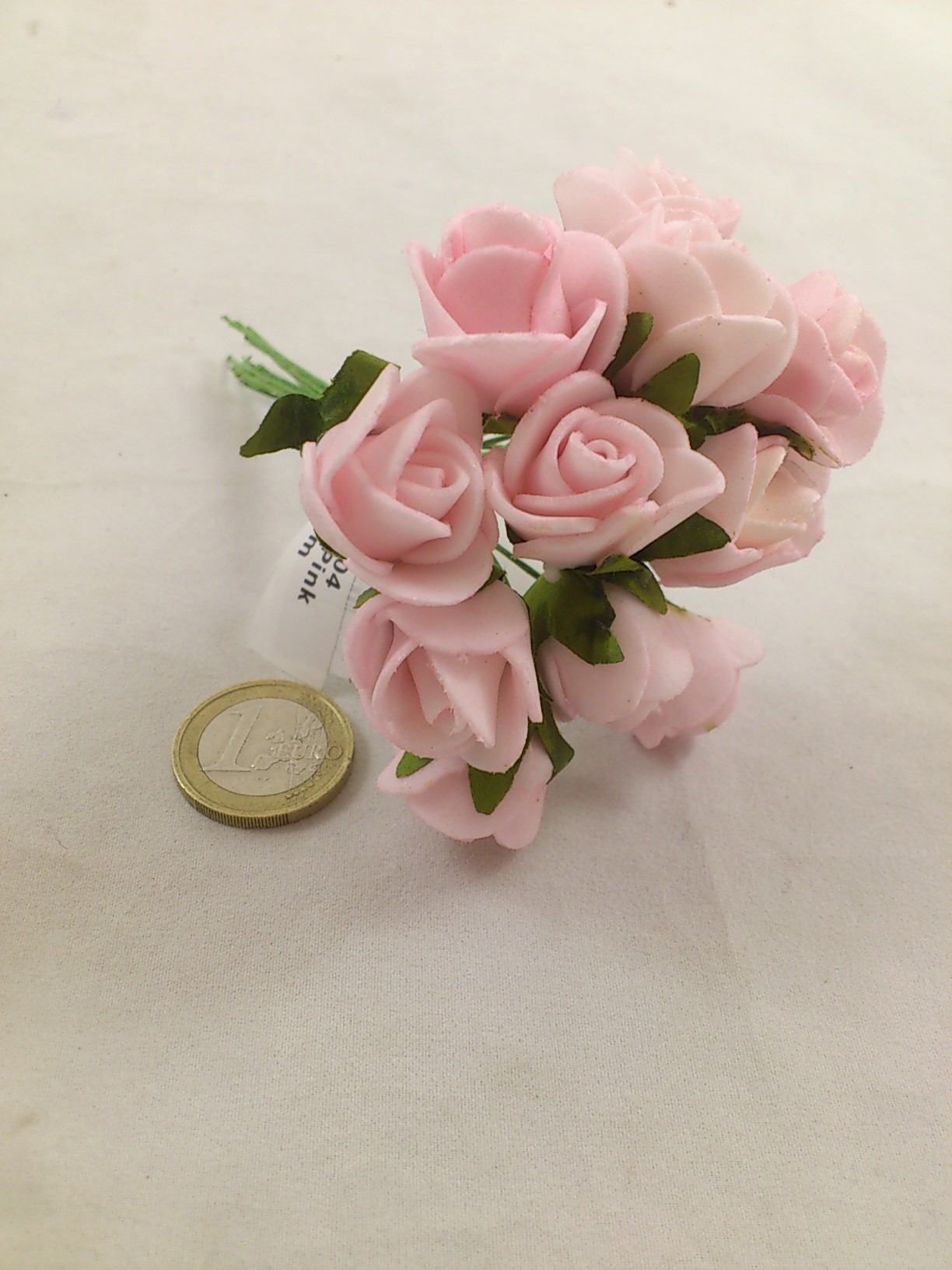 Foam mini rose 2 cm soft pink (12 p.)