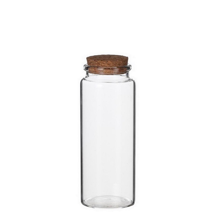 Glass bottle with cork cap H 12.5 cm D 4.5 cm