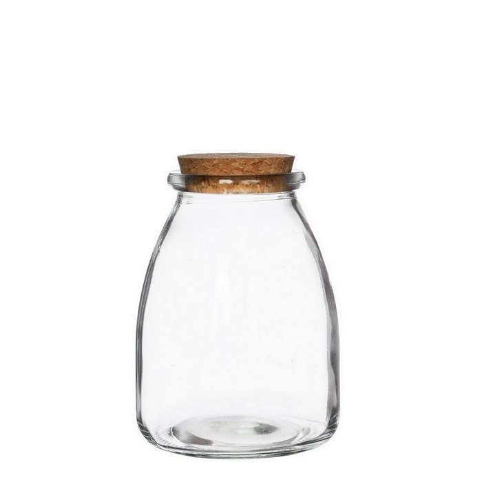 Glasflasche mit Kork Kappe H 12.5 cm D 9 cm