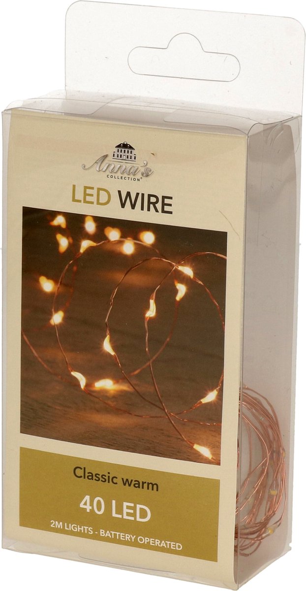 Classic warm LED lights with timer 40 p. with copper wire
