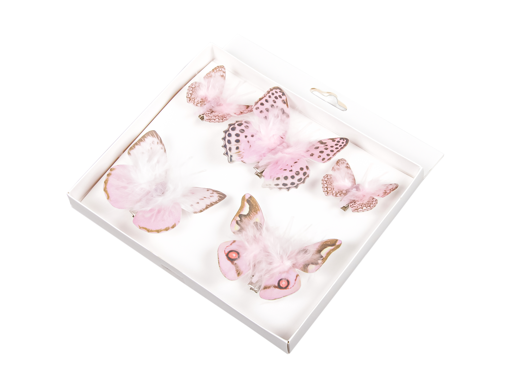 Butterflies 5/8 cm with clip pink 5 p.