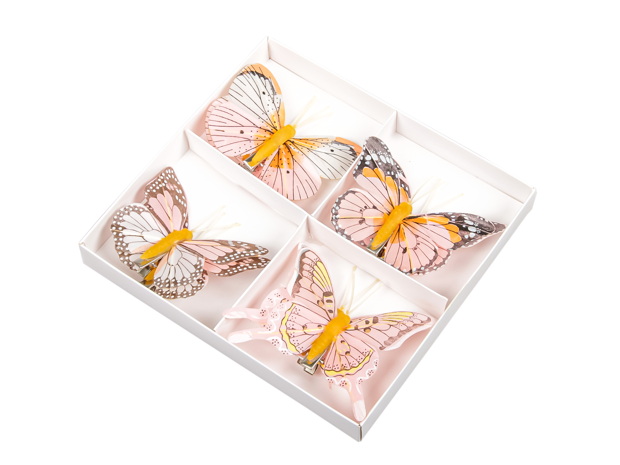 Butterflies 8 cm with clip apricot 8 p.