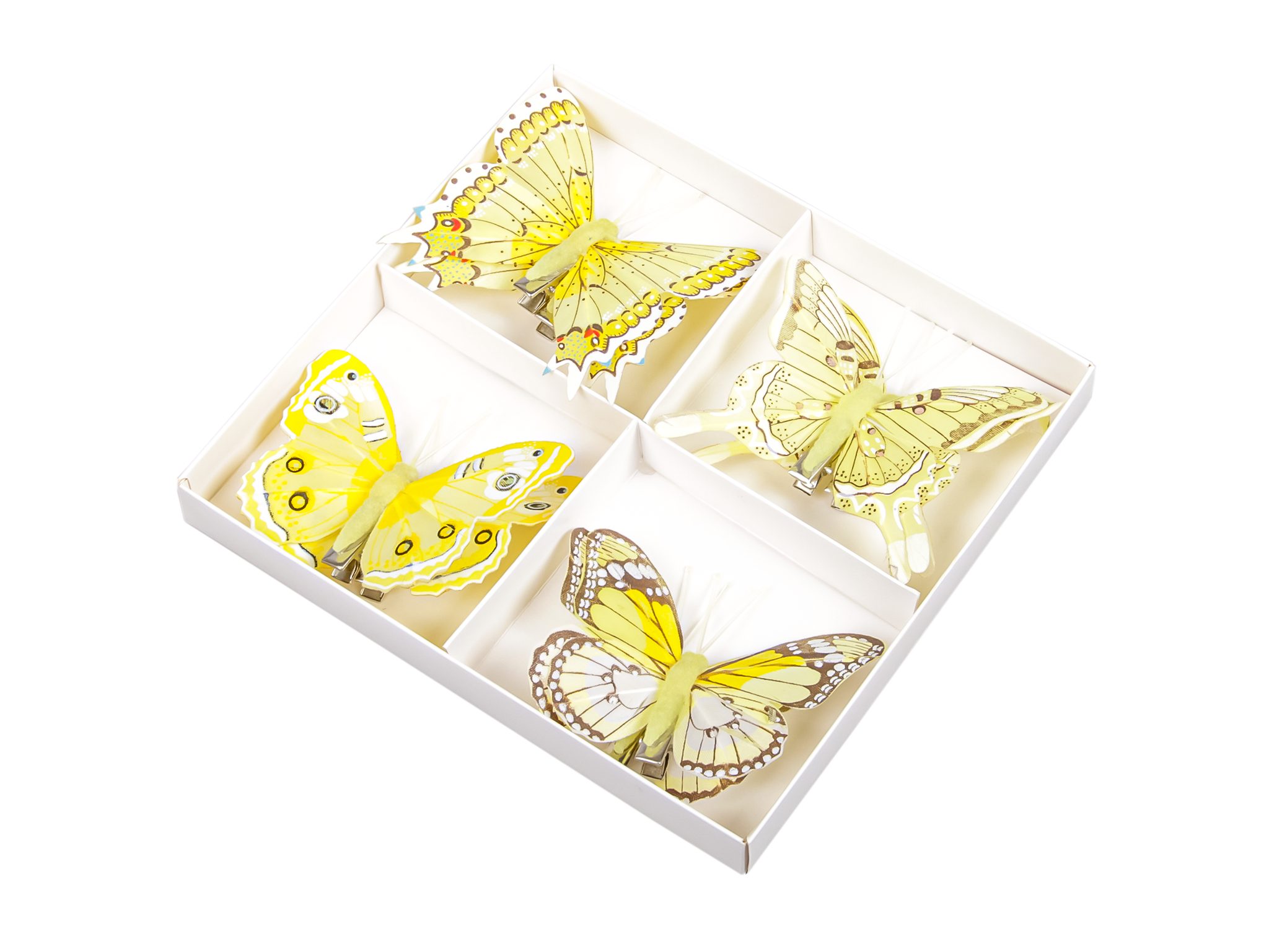 Schmetterling 8 cm mit clip gelb II 8 St.
