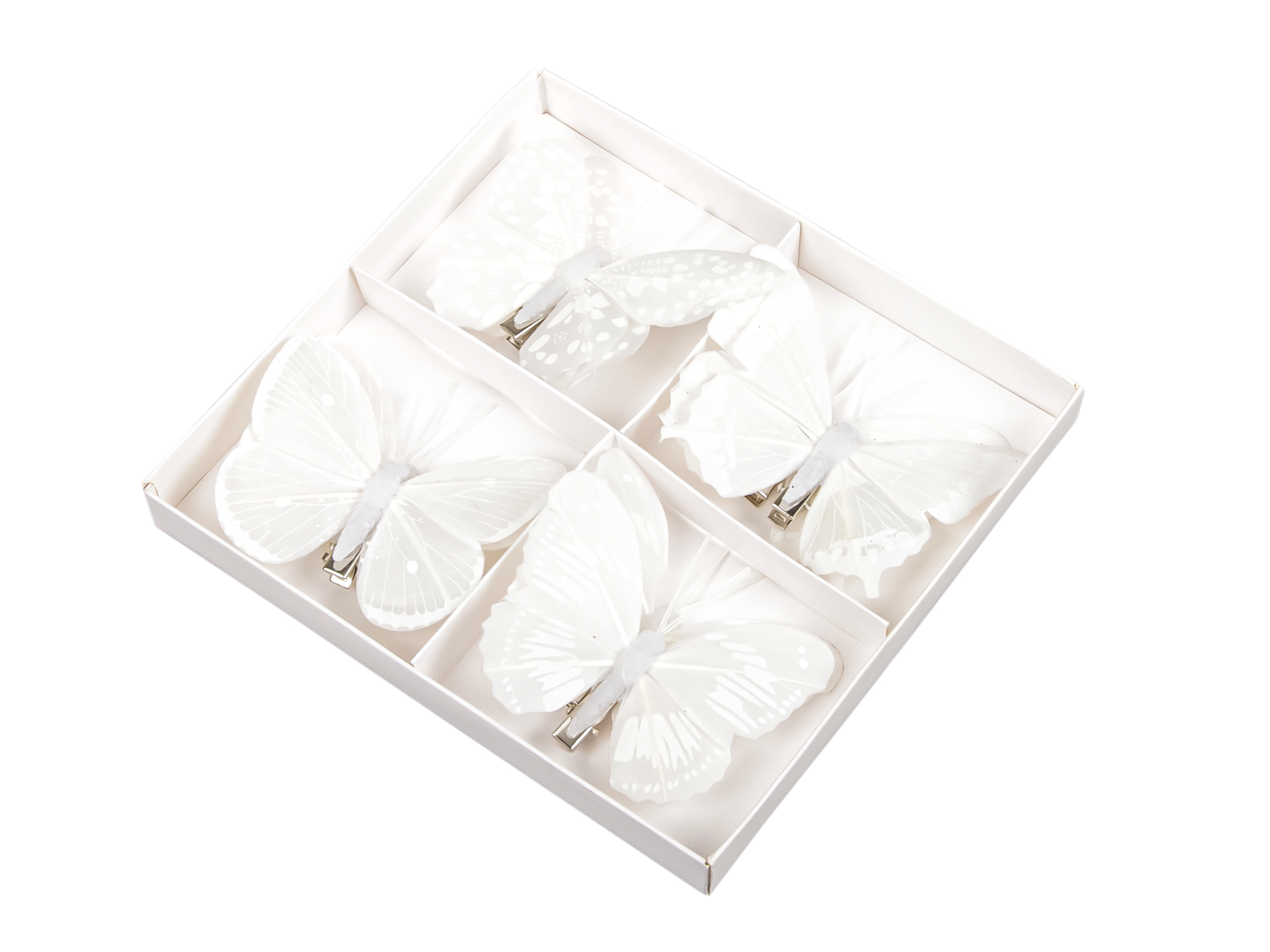 Butterflies 8 cm with clip white 8 p.