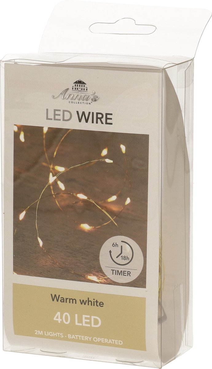 Warm white LED lights with timer  40 p. with goldwire