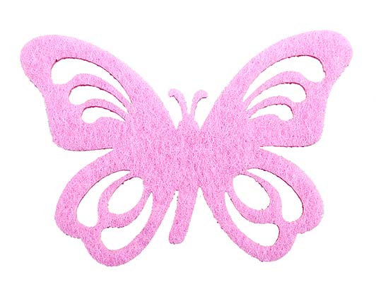 Vilt vlinders 7 cm 24 st. roze