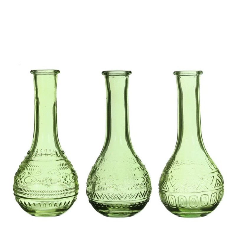 Gekleurde glazen fles paris groen Ø7,5 h.15,8 cm - Bloemschikken|Bloemschikmateriaal.be|Gratis €40