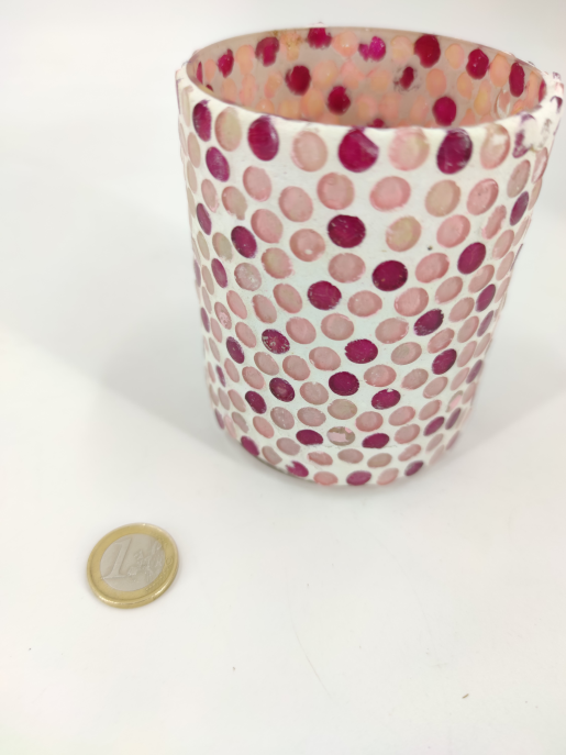 Teelichtvase Mosaik rosa Zylinder 8x10 cm