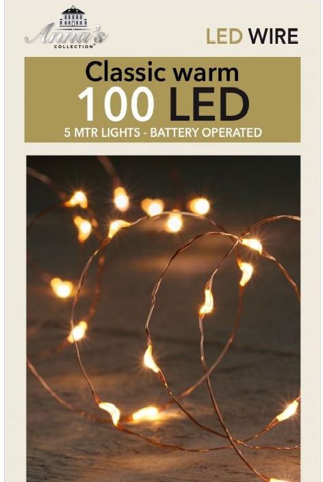 Verlichting LED klassiek warm 100 st. met koperdraad