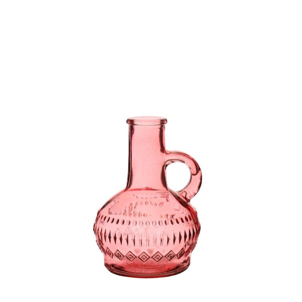 Gekleurde glazen fles lille roze Ø7 h.10 cm p.st. (verpakt per 12)