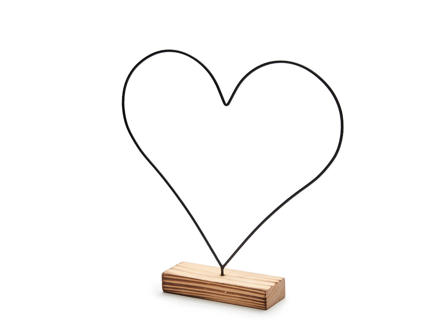 Cœur sur socle en bois 34 cm noir