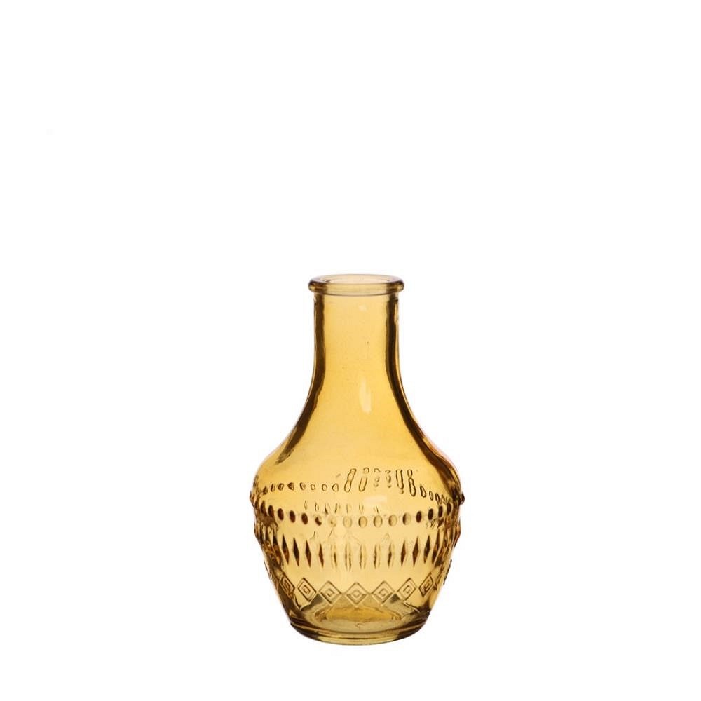 Gekleurde glazen fles milano oker Ø6 h.10 cm p.st. (verpakt per 12)