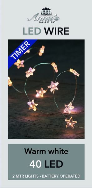 Warmweisse LED-lichter Sterne mit Timer 40 st.