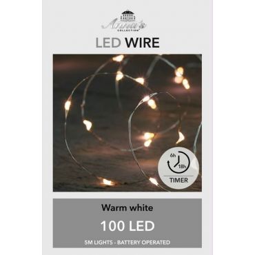 Warm white LED lights with timer  100 p.