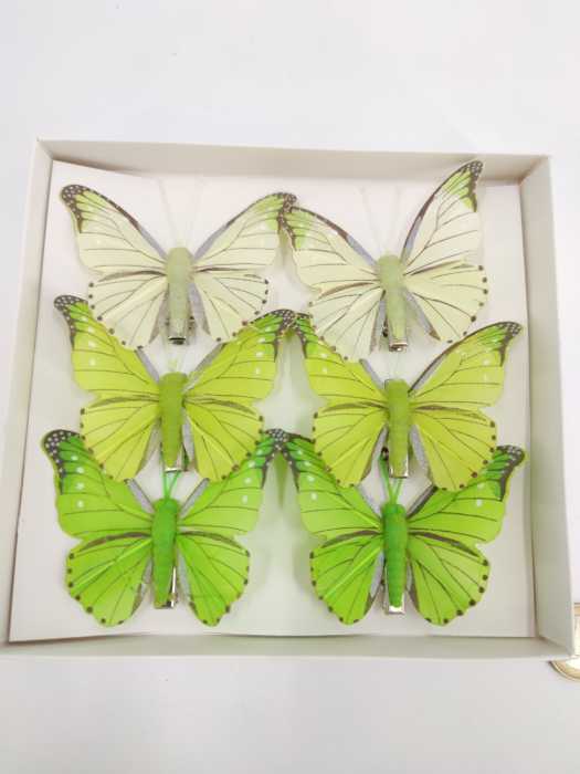 Butterfly 7.5 cm 6 p. green