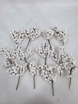 White berries on branch big 12 pcs.  
