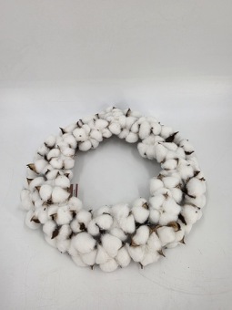 Couronne de boules de coton 36 cm