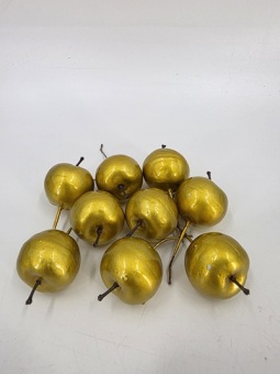 Apples on wire gold 5 cm 9 pcs.