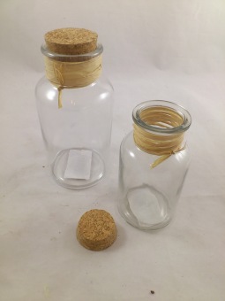 Glass bottle with cork cap H16 cm D 8 cm
