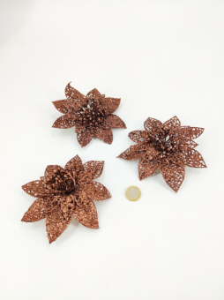 Bloem clip glitter marron  11-12 cm 3 st.