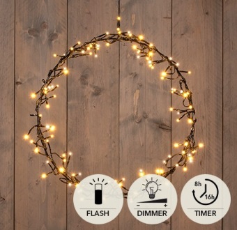 Verlichting krans 120 LED 36 cm classic warm/ warm wit