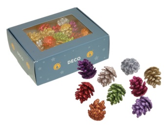 Assortiment de pommes de pin pailletées 45 pcs.