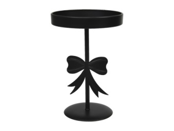 Metalen taartschaal rond met strik zwart Ø15 cm