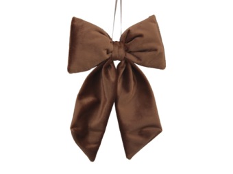 Decoratieve kerststrik velour bruin