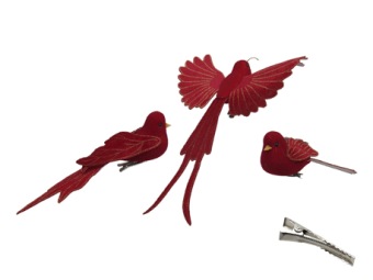 Vogels Velvet Op Clip 17-20 cm 3 st. Rood