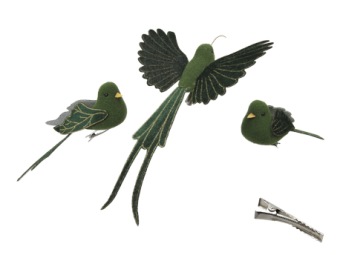 Vogels Velvet Op Clip 17-20 cm 3 st. Groen