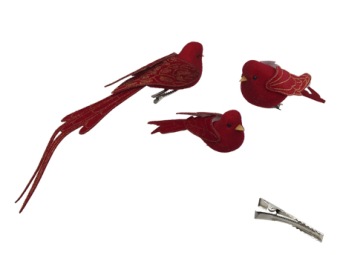 Vogels Velvet Op Clip 17-20 cm 3 st. Rood