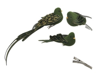 Vogels Velvet Op Clip 17-20 cm 3 st. Groen