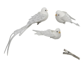 Vogels Velvet Op Clip 17-20 cm 3 st. Wit