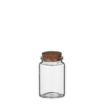 Bouteille en verre avec bouchon en liège H 7.5 cm D 4.5 cm