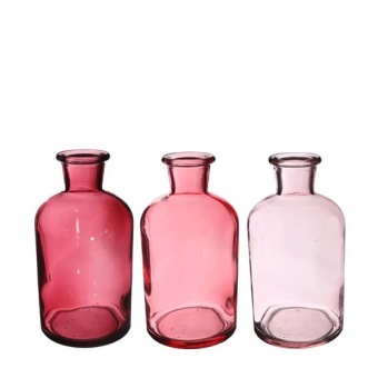 Gekleurde Glazen Vaasjes Riga Roze 3 st.