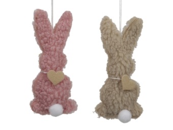 Hanger fluffy konijn 12 cm 2 st.