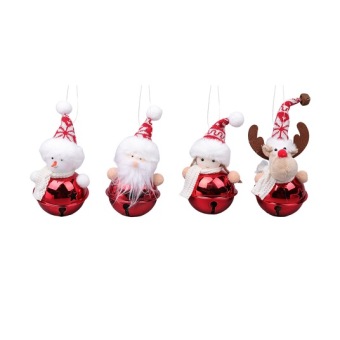 Anhänger 'Xmas Bell' Schneemann rot 13 cm