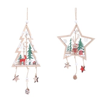 Hanger houten kerstboom 36 cm