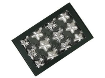 Weihnachtskugeln aus Glas Stern 40 mm 12 St. silver combi