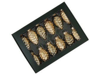 Weihnachtskugeln im Glas Cone 60 mm 12 Stück gold combi 