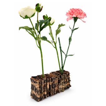 berken vaasje houder met 5 glazen pipetten 20x6.5x8 bloemschikmateriaal dentergem