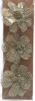 Flower clip glitter champagne II 11-12 cm 3 pcs.