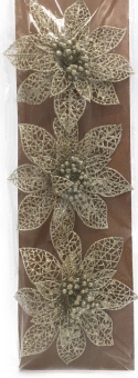 Flower clip glitter champagne 11-12 cm 3 pcs.