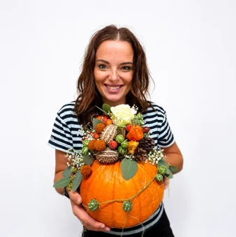 DIY Herfst Grote Pompoen arrangement - Carlein Tukkers - Dentergem - bloemschikmateriaaL