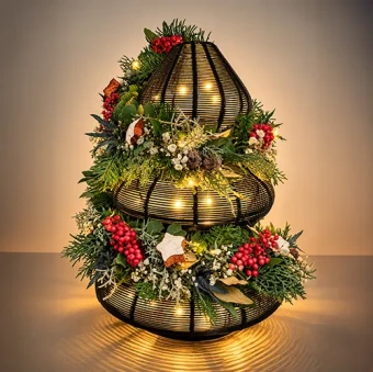 DIY Lantaarn Boom Kerst zwarte lantaarn Carlein Tukkers - Dentergem - bloemschikmateriaal
